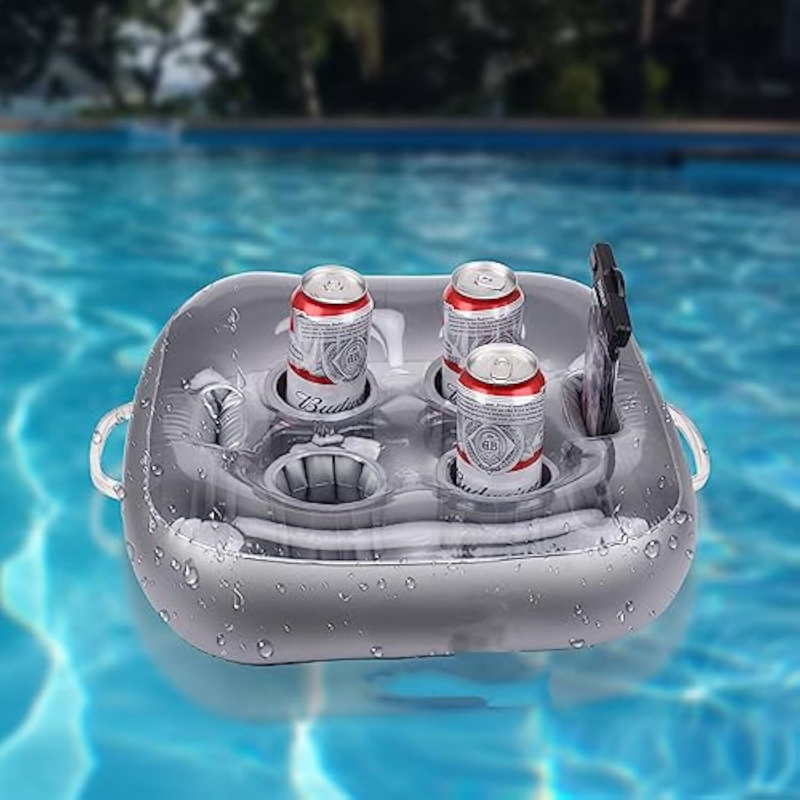Φουσκωτός δίσκος ποτών με τέσσερις θήκες – επιπλέει για πισίνα και πάρτι στην παραλία, οικολογικό PVC
