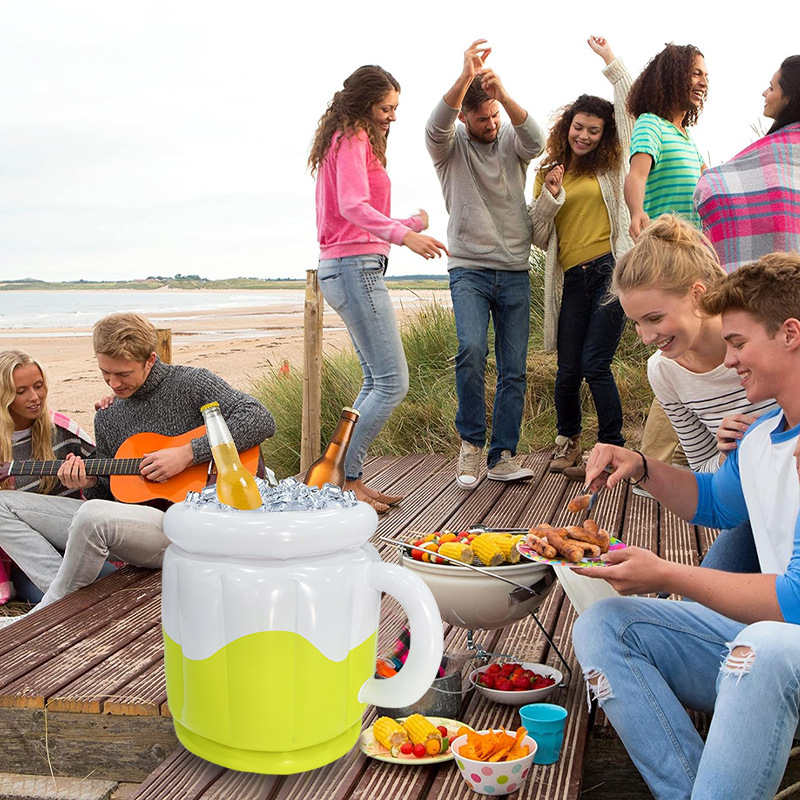 Juyi PVC felfújható sörös pohár és jégvödör – hordozható kültéri jégbár strandra, piknikre és kempingezéshez
