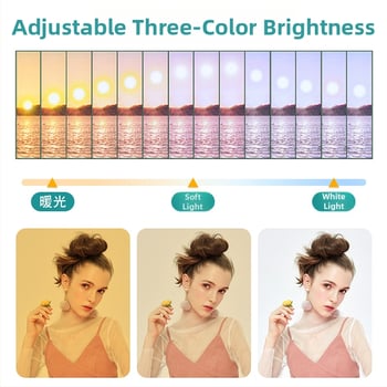 Virág formájú LED világítás élő közvetítéshez és stúdiófotózáshoz, összecsukható tripoddal telefonhoz, modell FH-10inch + 2.1 m készlet, 51–100W