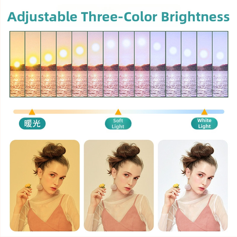 Virág formájú LED világítás élő közvetítéshez és stúdiófotózáshoz, összecsukható tripoddal telefonhoz, modell FH-10inch + 2.1 m készlet, 51–100W