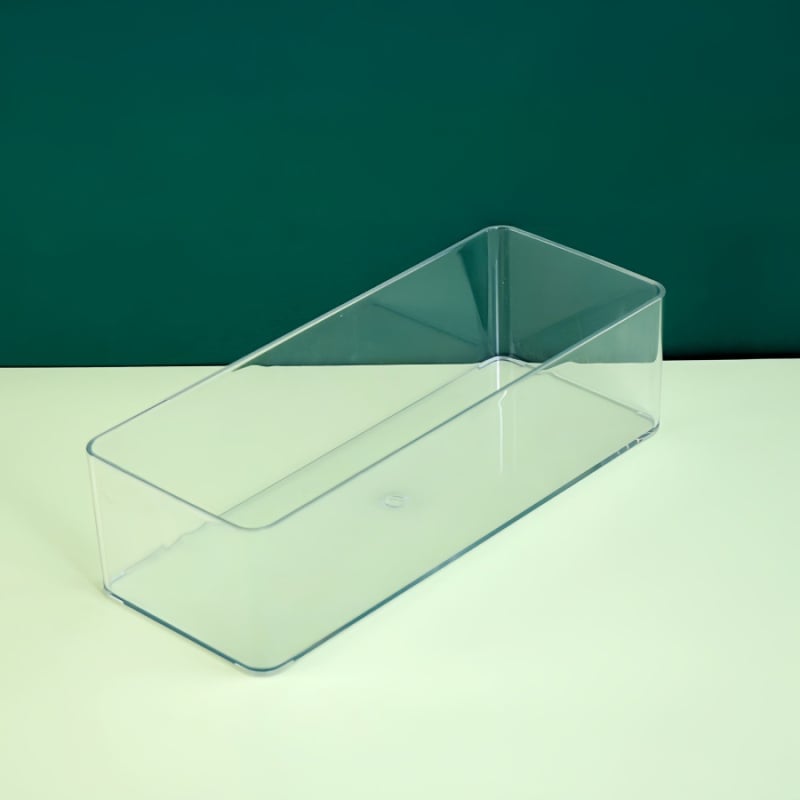 Asztali tároló doboz – PET anyag, porvédett, fedél nélküli, modern minimalista stílus, íróasztal rendező