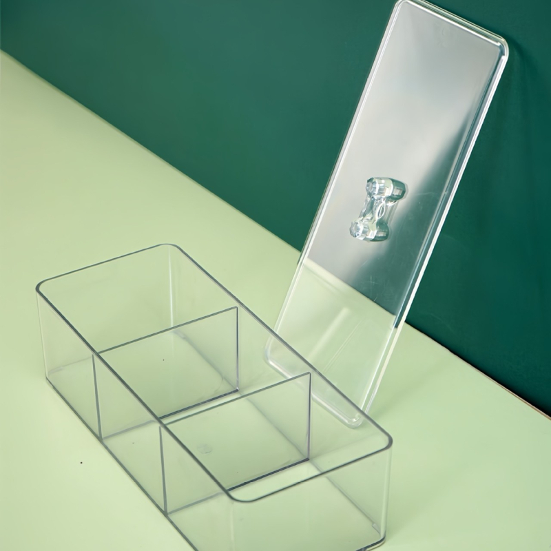 Asztali tároló doboz – PET anyag, porvédett, fedél nélküli, modern minimalista stílus, íróasztal rendező