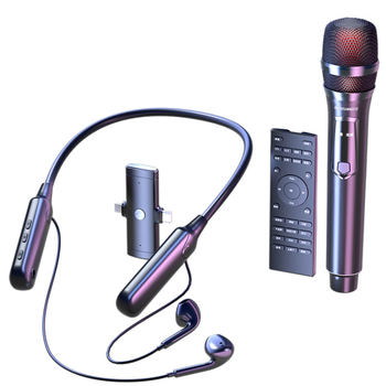 Mikrofon za prijenos uživo s ugrađenom zvučnom kartom — komplet za računalo i kamere, omnidirekcijski, 40 Hz–20 kHz, SNR ≥95 dB, ugrađena baterija, trajanje 6–8 h, dimenzije 45×45×10 mm