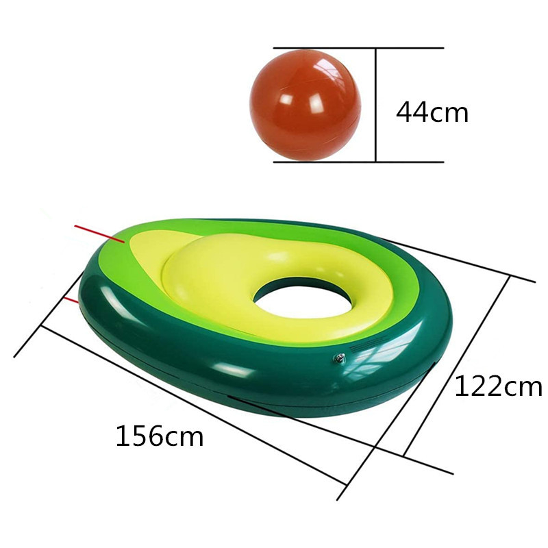 Avokado-oblikovana napuhiva plivajuća ležaljka s plažnom loptom — ekološki prihvatljiv PVC, brenda Hult