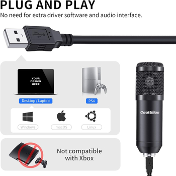 BM700 USB Kondenzatorni Mikrofon za Živo Emitiranje s Kardioidnim Uzorkom, 20 Hz–20 kHz, SNR ≥85 dB, USB Kompletna Sada