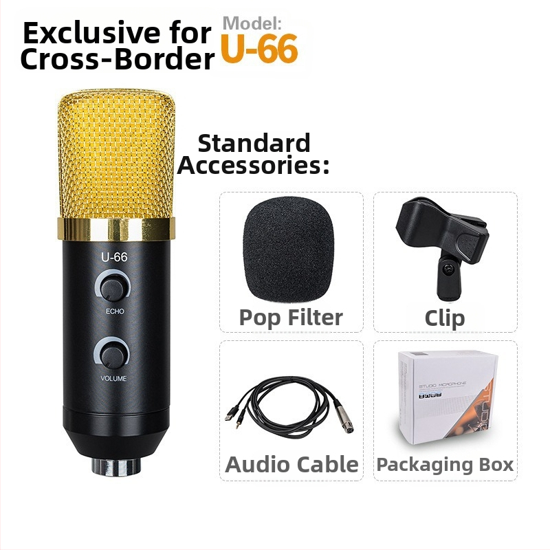 BM700 USB Kondenzátorový Mikrofón pre Živé Vysielanie s Kardioidnou Odozvou, 20 Hz–20 kHz, SNR ≥85 dB, USB Kompletná Sada