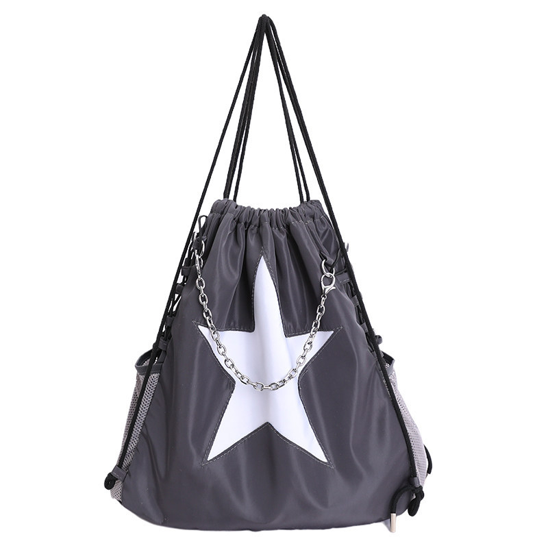 Húzózáras hátizsák, uniszex, vászon anyagú, csillag mintás, 14 colos laptophoz illeszkedik