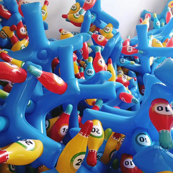 PVC felfújható bowling készlet vízi játékokhoz, gyűrű dobálós játék, 7–14 éveseknek, beltéren és kültéren, kempingezéshez.