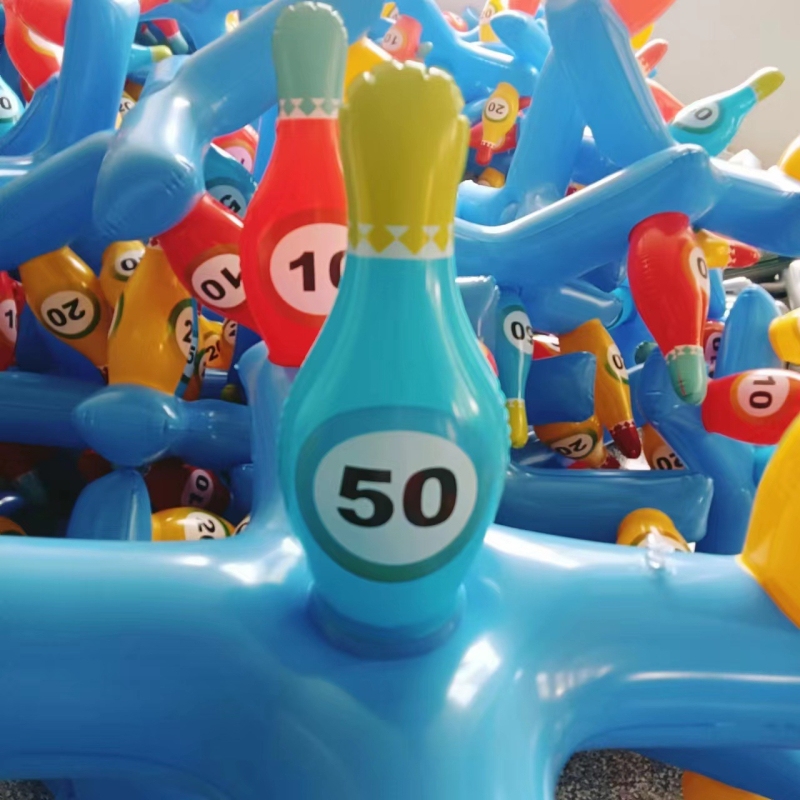 PVC felfújható bowling készlet vízi játékokhoz, gyűrű dobálós játék, 7–14 éveseknek, beltéren és kültéren, kempingezéshez.