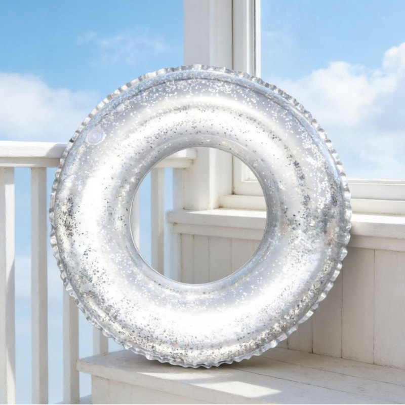 Inel de înot pentru adulți, semi-transparent, model Bright Sheet, PVC ecologic, grosime 0,18 mm, umflare manuală, potrivit pentru piscină, parc acvatic, lac și plajă