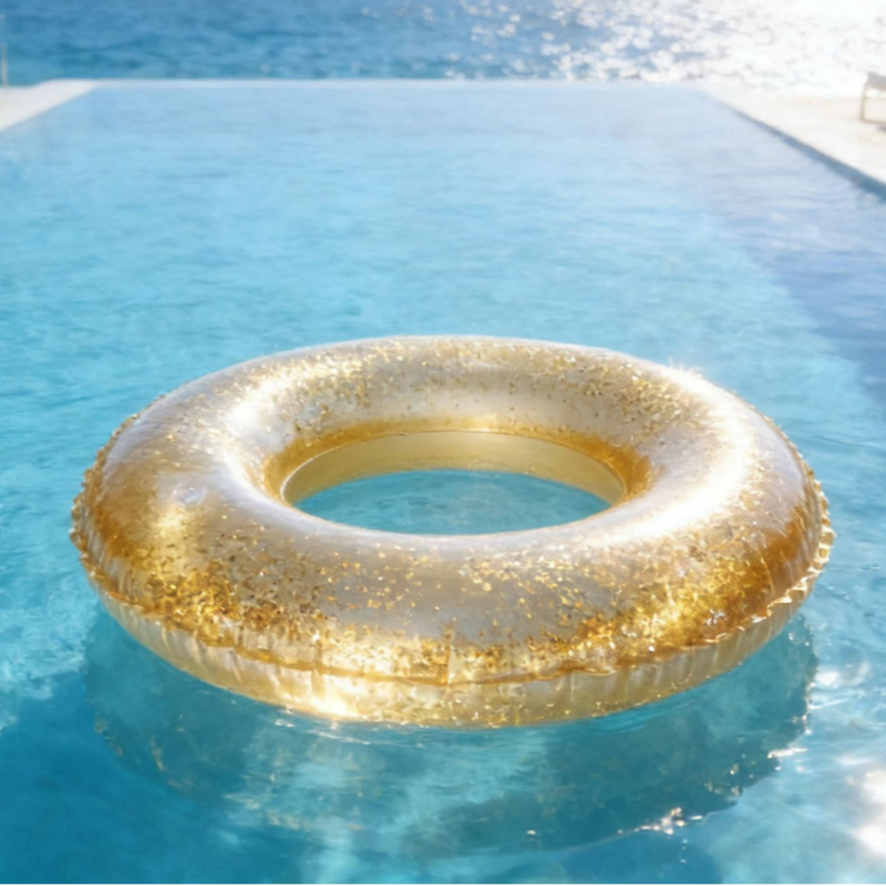 Inel de înot pentru adulți, semi-transparent, model Bright Sheet, PVC ecologic, grosime 0,18 mm, umflare manuală, potrivit pentru piscină, parc acvatic, lac și plajă