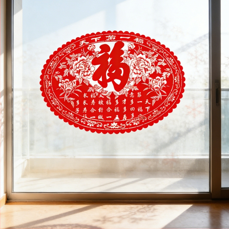 Декорация за прозорец с цветя - 2026 Нова версия: Годината на коня, панел от флокирана тъкан, марка Yuyuxuan (Опаковка: Opp bag; Материал: флокирана тъкан; Марка: Yuyuxuan; Категория: Window Flower)