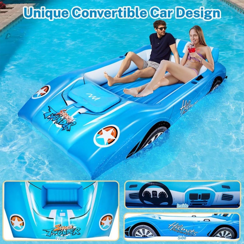 Saltea gonflabilă dublă pentru apă, cu spătar, din PVC ecologic, pentru piscină și plajă; marcă FY; fără mărci private licențiate; categorie: Altele.