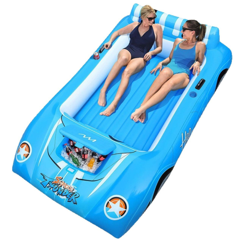 Saltea gonflabilă dublă pentru apă, cu spătar, din PVC ecologic, pentru piscină și plajă; marcă FY; fără mărci private licențiate; categorie: Altele.