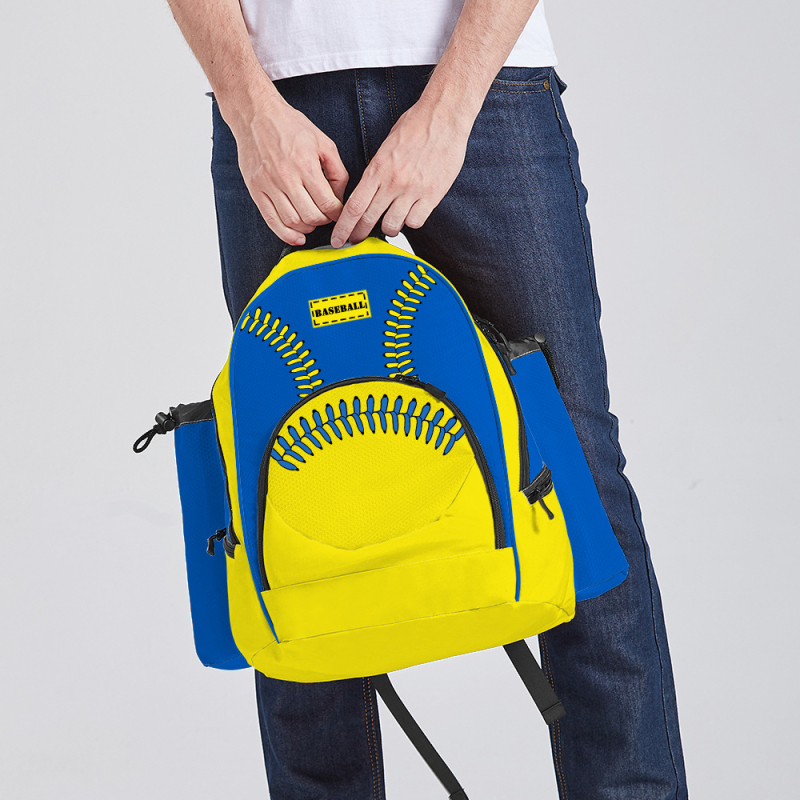 Rucsac sport cu motiv de mingi, din material tip pânză impermeabil și rezistent la uzură, capacitate extensibilă, bretele de umăr curbate, unisex