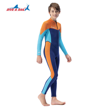 Dječji neopren wetsuit 2,5 mm, dugi rukavi, cijeli kombinezon, topao, materijal: 90% neopren + 10% najlon