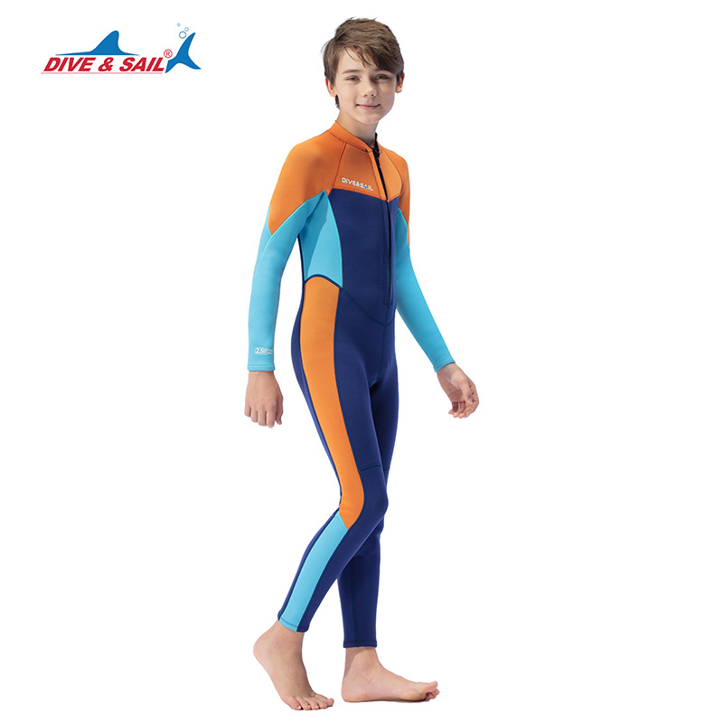 Dječji neopren wetsuit 2,5 mm, dugi rukavi, cijeli kombinezon, topao, materijal: 90% neopren + 10% najlon
