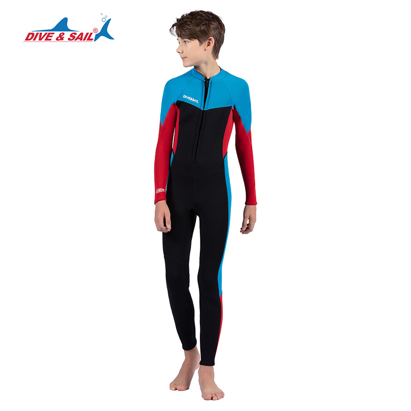 Dječji neopren wetsuit 2,5 mm, dugi rukavi, cijeli kombinezon, topao, materijal: 90% neopren + 10% najlon
