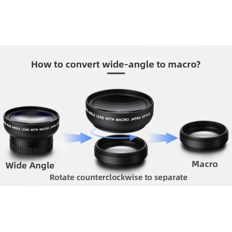 Optický objektív pre mobilný telefón: 0.45x ultraširoký uhol + makro, dva v jednom, univerzálny