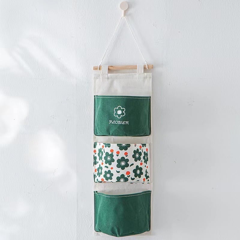 Закачваща се торба за съхранение със стенен органайзер, памучно-ленен материал, дизайн с множество джобове (3, 7, 11 или 12 джоба)