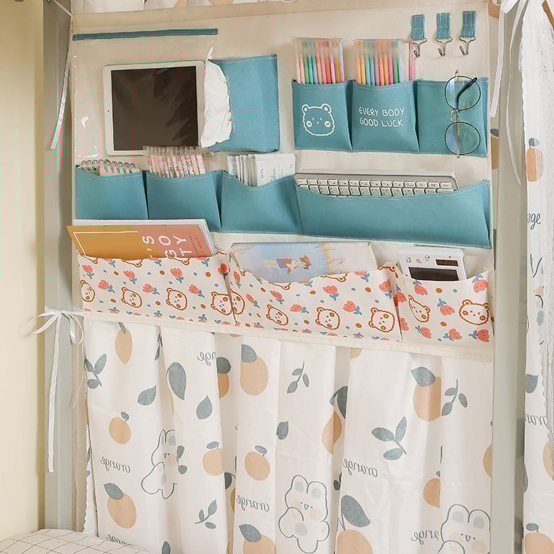 Закачваща се торба за съхранение със стенен органайзер, памучно-ленен материал, дизайн с множество джобове (3, 7, 11 или 12 джоба)