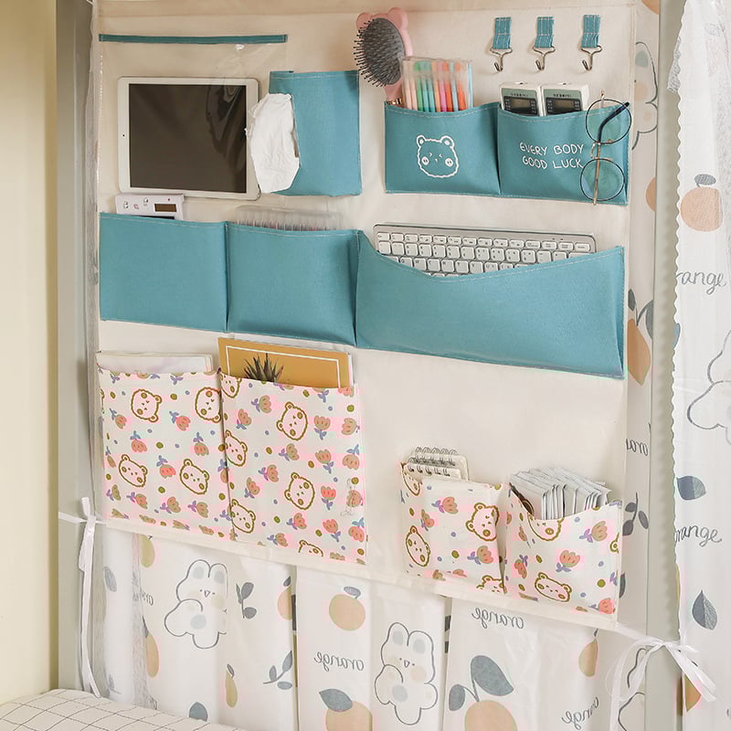 Закачваща се торба за съхранение със стенен органайзер, памучно-ленен материал, дизайн с множество джобове (3, 7, 11 или 12 джоба)