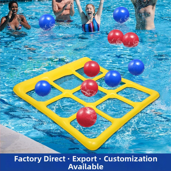 Nafukovacia PVC hra s deväťštvorcovou mriežkou na hádzanie – plávajúca vodná šachovnica pre rodinnú interakciu, vek 7–14 rokov