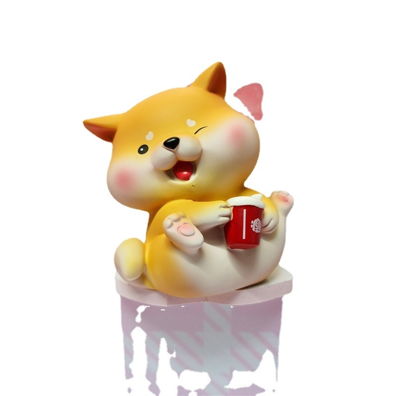 Stolna dekorativna figura od sintetičke smole, crtani Shiba Inu, brenda Baby Story, za unutarnji prostor automobila i ukrase za torte