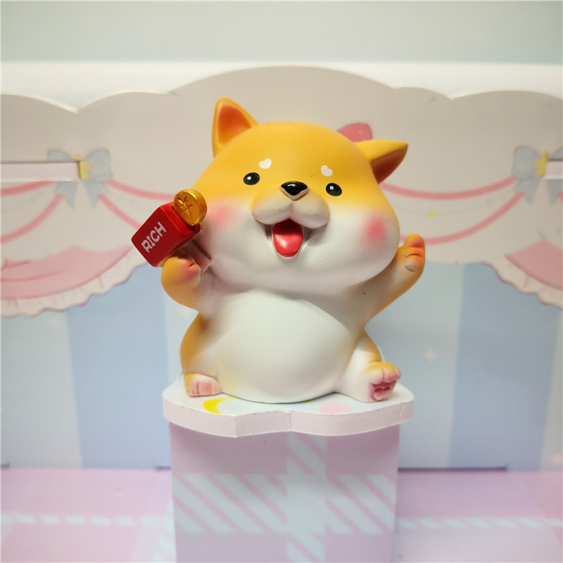 Stolna dekorativna figura od sintetičke smole, crtani Shiba Inu, brenda Baby Story, za unutarnji prostor automobila i ukrase za torte