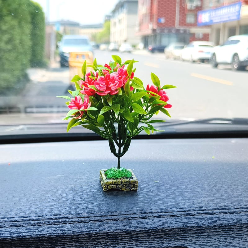 Unutarnja dekoracija automobila: plastični mini krajinski drvce za središnju konzolu