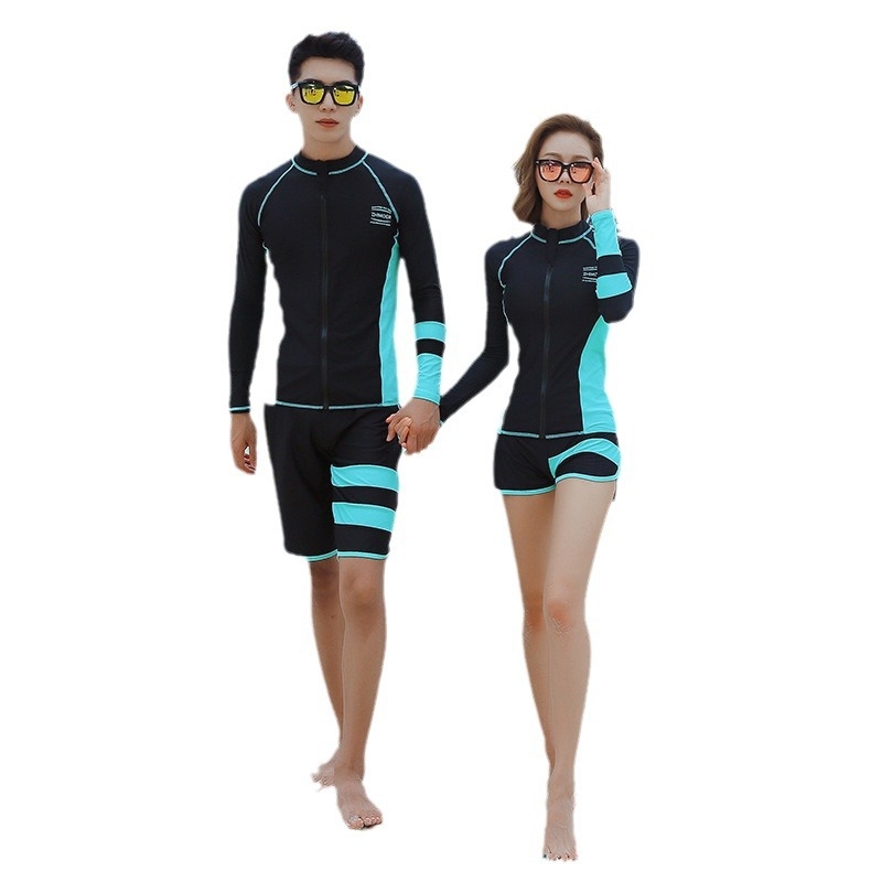 Dvostruki set za ronjenje i snorkeling za muškarce i žene, dugi rukavi i duge hlače, prednji zip, zaštita od sunca, brzo sušenje, visoka elastičnost