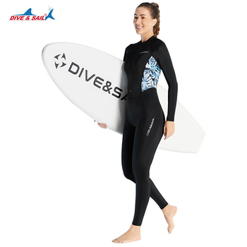 Женски водолазен костюм Лайкра, цял костюм с дълги ръкави и крака, UV защита, бързо изсъхване, дишащ, за сноркелинг и плуване — DIVE&SAIL, 92% найлон + 8% спандекс