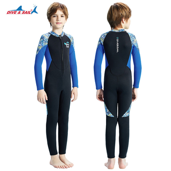 Dječji 2,5 mm neoprenski wetsuit za ronjenje – topao, cijeli s dugim rukavima, 90% neopren / 10% najlon, za sve sezone