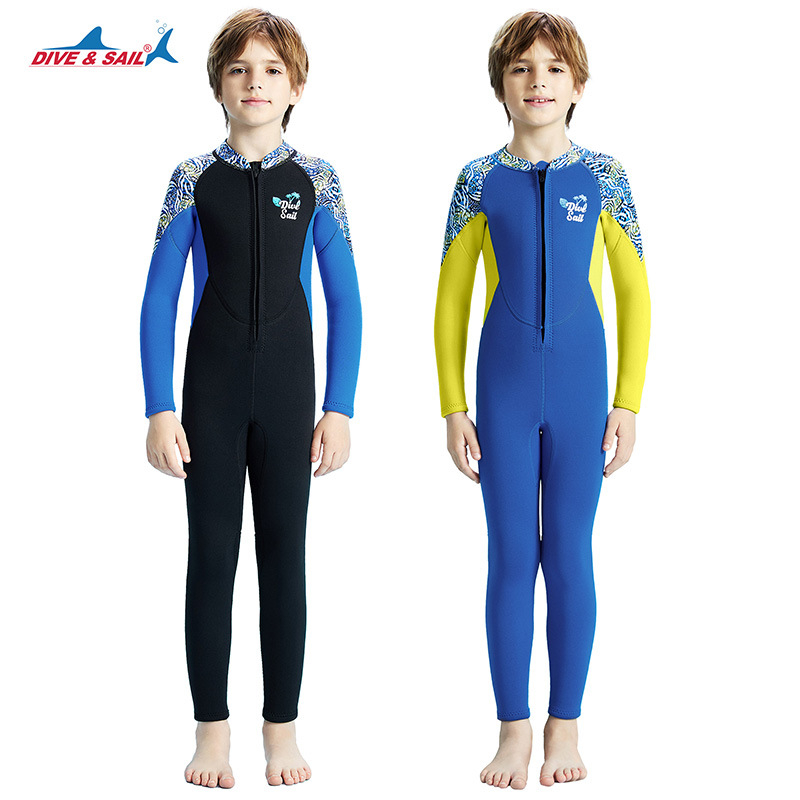 Dječji 2,5 mm neoprenski wetsuit za ronjenje – topao, cijeli s dugim rukavima, 90% neopren / 10% najlon, za sve sezone