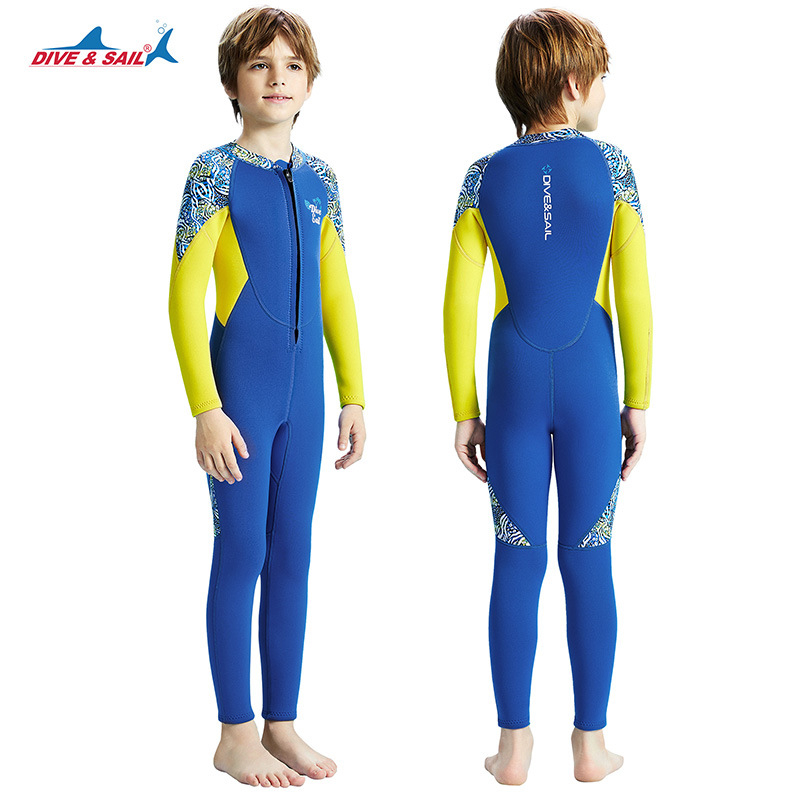 Dječji 2,5 mm neoprenski wetsuit za ronjenje – topao, cijeli s dugim rukavima, 90% neopren / 10% najlon, za sve sezone