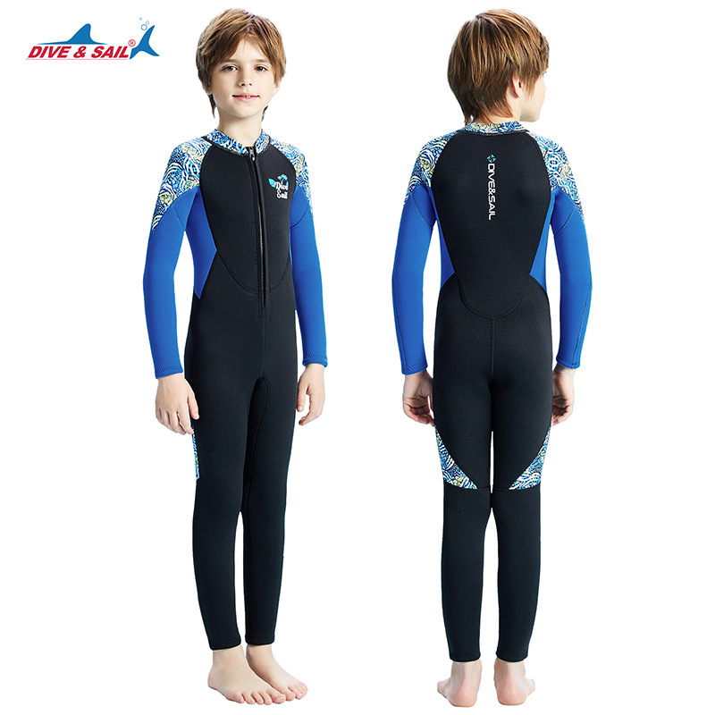 Dječji 2,5 mm neoprenski wetsuit za ronjenje – topao, cijeli s dugim rukavima, 90% neopren / 10% najlon, za sve sezone