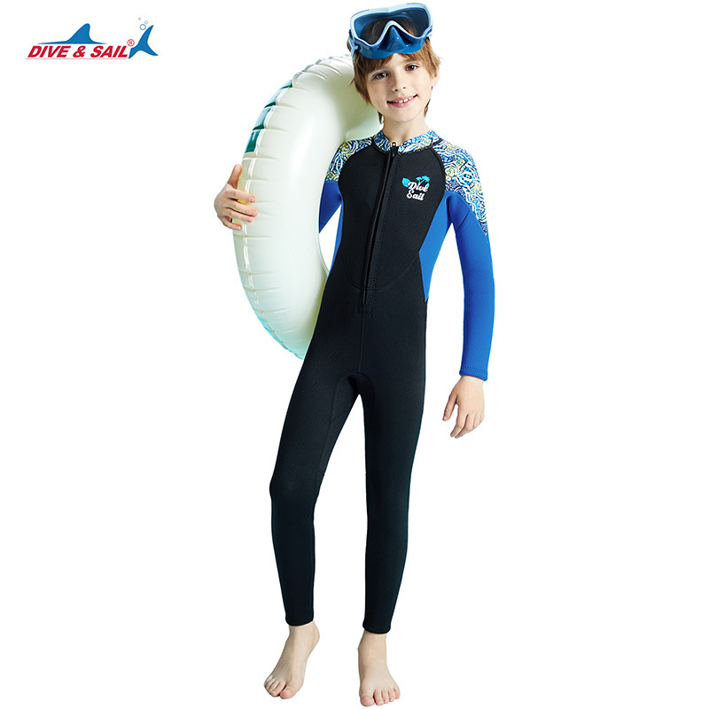 Dječji 2,5 mm neoprenski wetsuit za ronjenje – topao, cijeli s dugim rukavima, 90% neopren / 10% najlon, za sve sezone