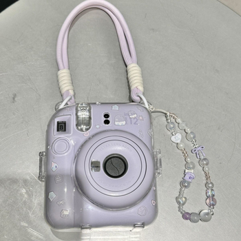 Mini12 carcasă transparentă Instax Crystal cu stand, husă rigidă și lanț de protecție pentru cameră