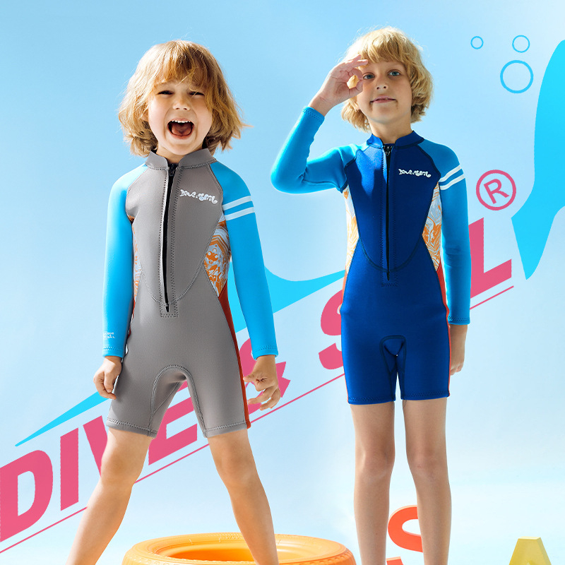 Dječji jednopojasni neoprenski wetsuit s dugim rukavima, 2,5 mm, topao, cartoon uzorak, za ronjenje i plivanje