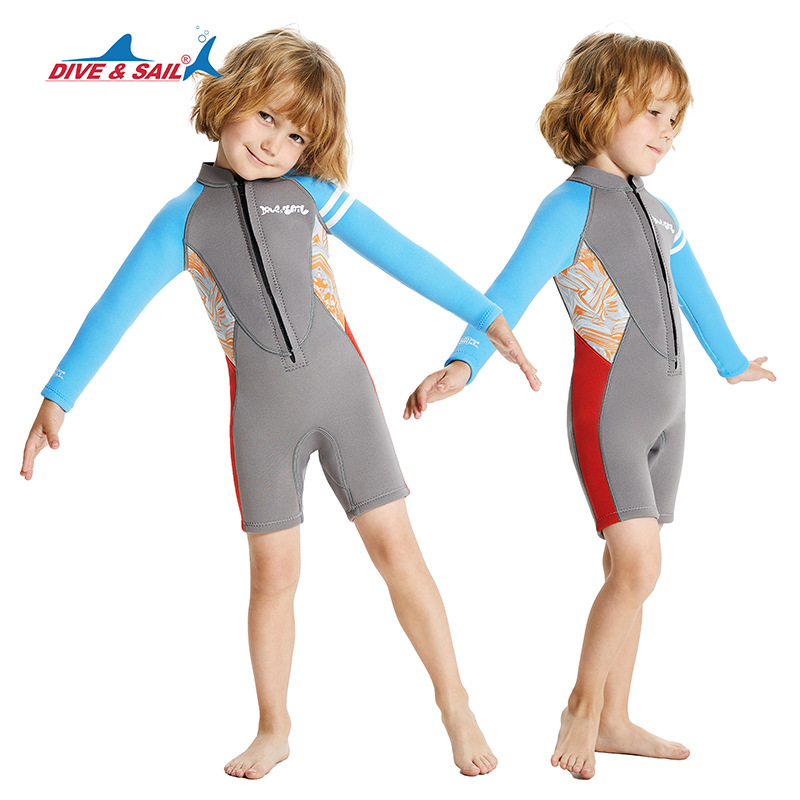Dječji jednopojasni neoprenski wetsuit s dugim rukavima, 2,5 mm, topao, cartoon uzorak, za ronjenje i plivanje