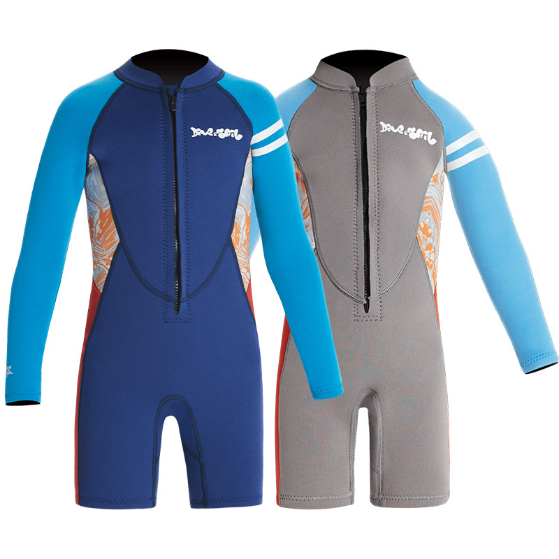 Dječji jednopojasni neoprenski wetsuit s dugim rukavima, 2,5 mm, topao, cartoon uzorak, za ronjenje i plivanje