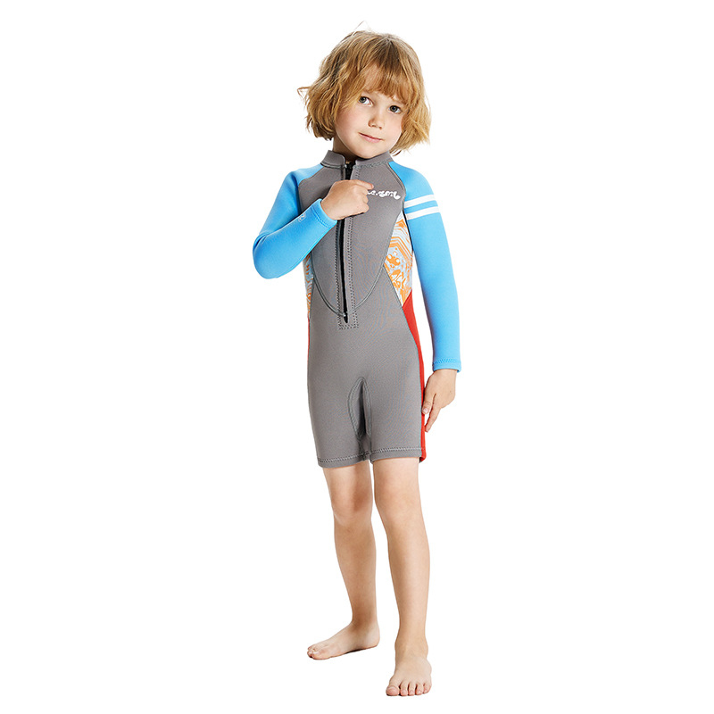 Dječji jednopojasni neoprenski wetsuit s dugim rukavima, 2,5 mm, topao, cartoon uzorak, za ronjenje i plivanje