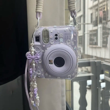 Instax Mini 12 prozirno tvrdi kućište s kristalnom škrupom i zaštitnim lancem