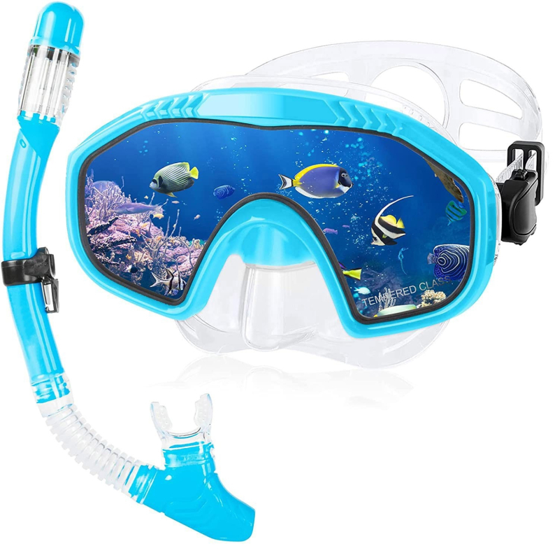 Set potapajuće maske i potpuno suhi šnorkel, silikon + kaljeno staklo, brend DOVOD, oznaka M61023+SN6017