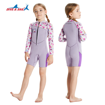 DIVE&SAIL Djeca toplo 2,5 mm jednodelni wetsuit s dugim rukavima, Neopren/Nylon, Cartoon uzorak, za djevojčice, sve sezone