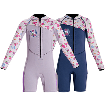 DIVE&SAIL Djeca toplo 2,5 mm jednodelni wetsuit s dugim rukavima, Neopren/Nylon, Cartoon uzorak, za djevojčice, sve sezone