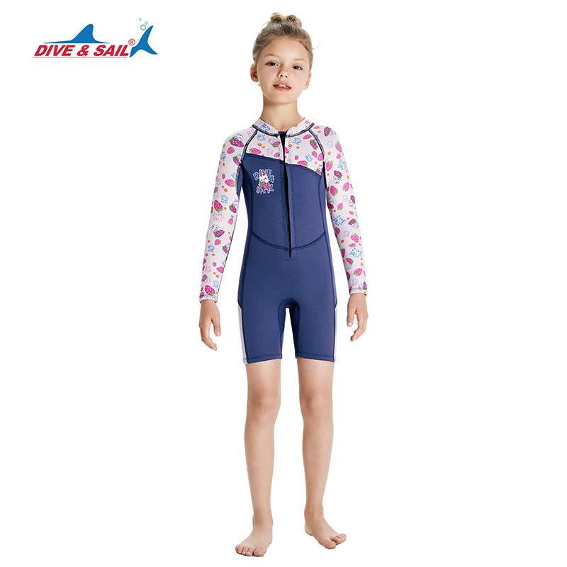 DIVE&SAIL Djeca toplo 2,5 mm jednodelni wetsuit s dugim rukavima, Neopren/Nylon, Cartoon uzorak, za djevojčice, sve sezone