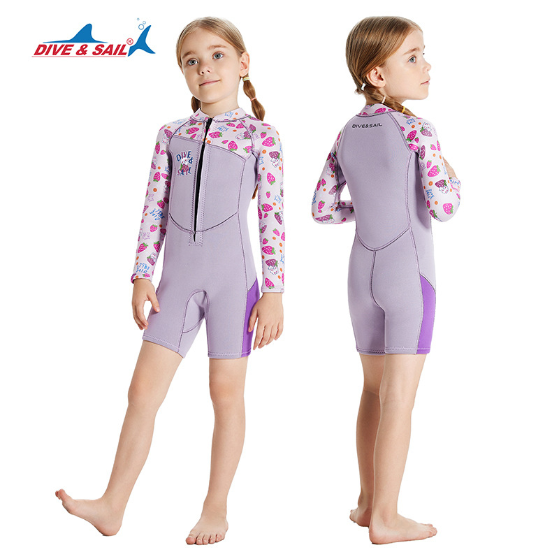 DIVE&SAIL Djeca toplo 2,5 mm jednodelni wetsuit s dugim rukavima, Neopren/Nylon, Cartoon uzorak, za djevojčice, sve sezone