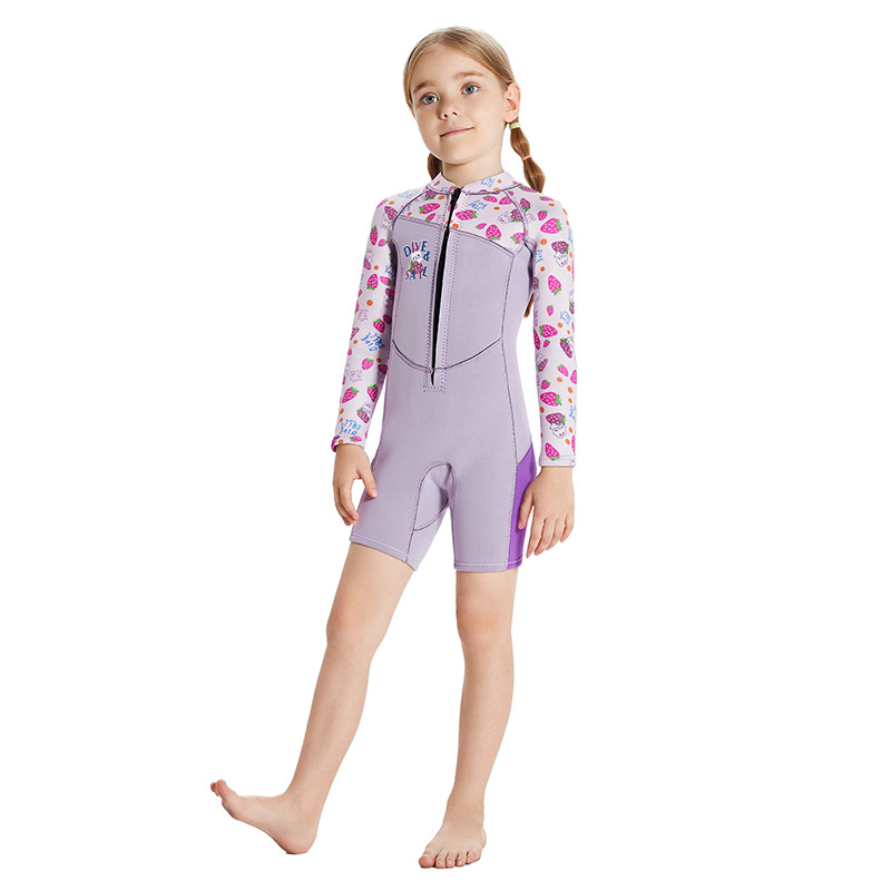 DIVE&SAIL Djeca toplo 2,5 mm jednodelni wetsuit s dugim rukavima, Neopren/Nylon, Cartoon uzorak, za djevojčice, sve sezone