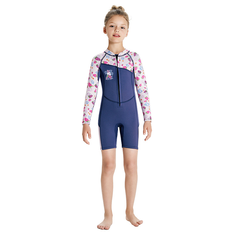 DIVE&SAIL Djeca toplo 2,5 mm jednodelni wetsuit s dugim rukavima, Neopren/Nylon, Cartoon uzorak, za djevojčice, sve sezone